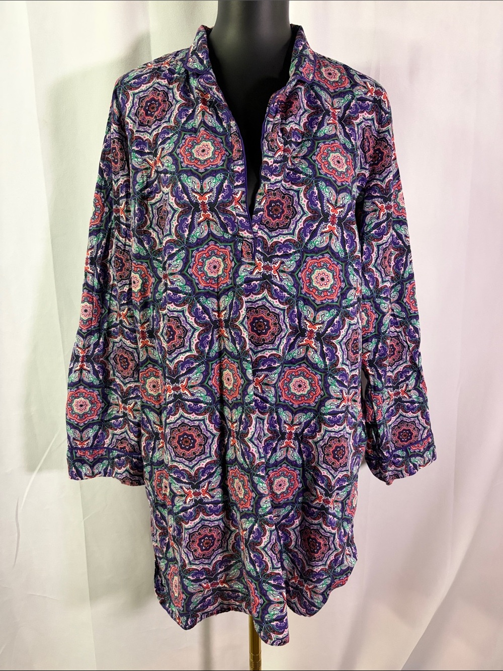 Victoria’s Secret Purple Medallion Print Long Sleeve Sleep Dress Shirt
